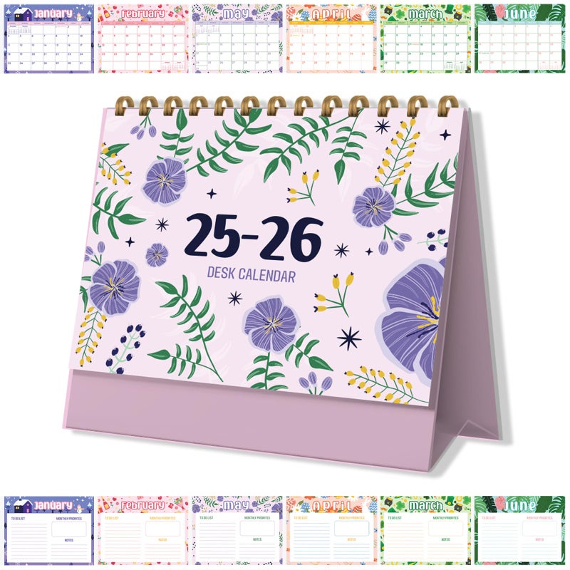 Bomichi Aesthetic Desk Calendar 2025-2026, Beautiful Small 25-26 Flip Desktop Calendar for Planning and Organizing In Your Home, School or Office, Runs from October 2025 until December 2026 - Image 1